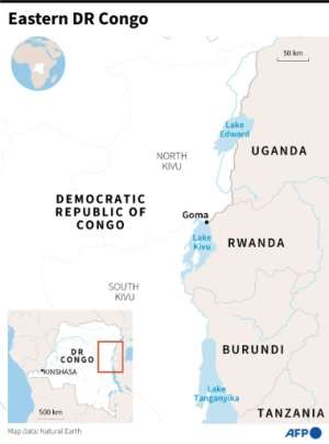 Map of eastern Democratic Republic of Congo..  By Nalini LEPETIT-CHELLA (AFP)