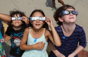 Eclipses happen when the Moon passes directly between the Sun and Earth.  By BRUCE BENNETT (GETTY IMAGES NORTH AMERICA/AFP/File)