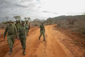 Environment wardens out on patrol in the Kasigau wilderness in southern Kenya.  By Tony KARUMBA (AFP)