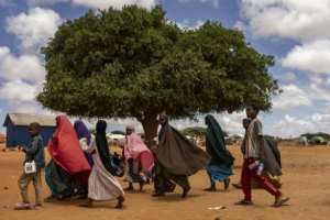 Families have gathered at aid camps around regional capital Kismayo.  By SIMON MAINA (AFP)