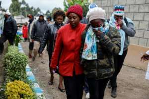 Family members are anxiously waiting for news.  By SIMON MAINA (AFP)