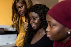 FGM is not a religious requirement, says Oumie Jagne (C) of Think Young Women.  By MUHAMADOU BITTAYE (AFP)