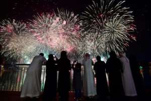 Fireworks ring in 2019 at the Palm Jumeirah, in Dubai, United Arab Emirates.  By GIUSEPPE CACACE (AFP)