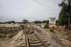 Floods damaged part of Benguela railway.  By Phill Magakoe (AFP)