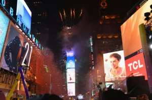 For many, the sparkling spheres time-honored descent came after hours and hours spent in cold.  By Angela Weiss (AFP)