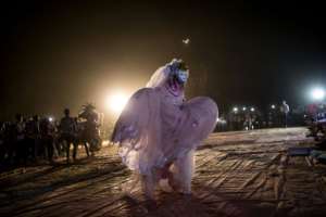 For three days, the town organises activities based around the Kankurang.  By MUHAMADOU BITTAYE (AFP)
