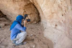 Frederique Duquesnoy, 61, an archaeologist, joked the Chadian site was 'Lascaux times 100,000', referring to the famous ancient caves in southwest France. By Joris Bolomey (AFP)