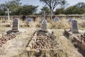 Gravestones in Luederitz in southern Namibia bear the names of German soldiers killed during the largely forgotten colonial war with the Herero and Nama tribes.