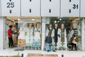 Habesha kemis and other traditional dresses at a shop in Addis Ababa.  By Sehin Tewabe (AFP)