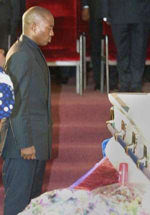 Kabilas assassination plunged DR Congo into a new chapter of turmoil. He was succeeded by his son, Joseph, aged just 29, pictured here at the funeral.  By YOAV LEMMER (AFP)