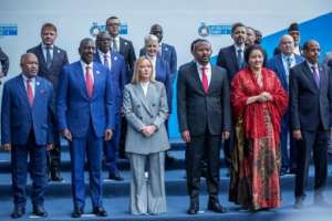 Kenyas William Ruto, Italys Giorgia Meloni and Ethiopias Abiy Ahmed were among the dignitaries in attendance.  By Solan Kolli (AFP)