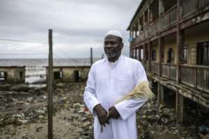 King Oluwambe Ojagbohunmis palace has been almost completely destroyed by the encroaching ocean.  By OLYMPIA DE MAISMONT (AFP)