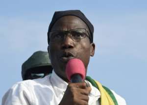 Leader of the PanAfrican National Party (PNP) Tikpi Atchadam addressing protesters in Lome earlier this month