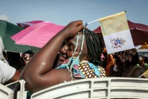 Leo has been greeted by adoring, often singing-and-dancing crowds in Cameroon.  By Daniel Beloumou Olomo (AFP)