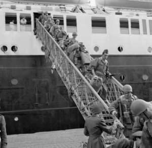 Long war: French soldiers of the 20th Infantry Division land in Algiers in 1956.  By COUILLARD (AFP/File)