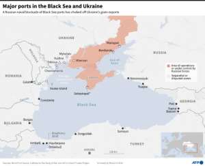 Main ports in the Black Sea region, including Ukrainian ports blocked by Russian forces.  By  (AFP)