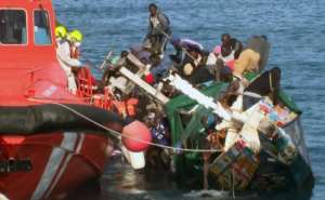Many migrants take a long, perilous sea route from West Africa to the Canary Islands.  By Handout (TELEVISION CANARIA/AFP)