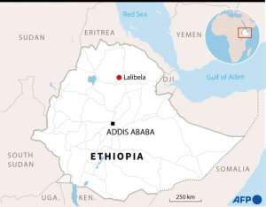 Map of Ethiopia locating the UNESCO World Heritage site of Lalibela.  By Aude GENET (AFP/File)