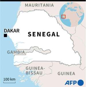 Map of Senagal locating the capital Dakar.  By Vincent LEFAI, Laurence SAUBADU (AFP/File)