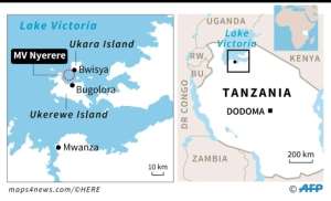 Maps of Lake Victoria and the MV Nyerere ferry disaster.  By Vincent LEFAI (AFP)