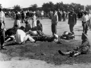 Massacre: Wounded people at Sharpeville.  By STRINGER (AFP/File)
