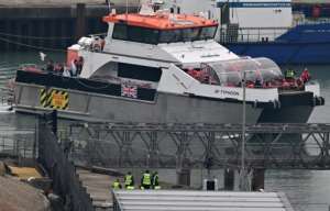 Migrants are picked up by UK Border Force patrols in the Channel and brought ashore.  By Glyn KIRK (AFP)