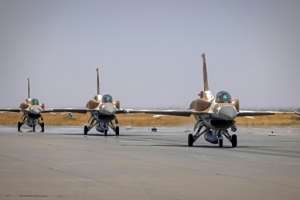 Moroccan Air Force F-16 fighter jets land at an airbase in Ben Guerir, about 58 kilometres north of Marrakesh, during the African Lion military exercise on June 14, 2021.  By FADEL SENNA (AFP)
