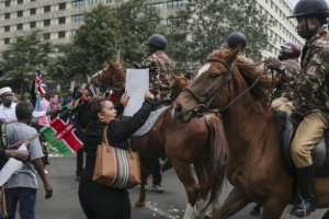 Mounted police were part of the heavy deployment in Nairobi.  By Tony KARUMBA (AFP)