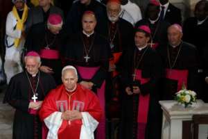 On the first day of his trip, the pope met members of the Algerian community in the Basilica of Our Lady of Africa in Algiers.  By - (AFP)