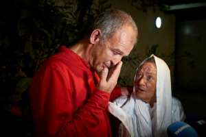 Petronin held an emotional reunion with her son.  By STRINGER (AFP)
