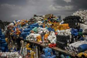 Piles of plastic are resold in the historic Merkato district in Addis Ababa.  By Michele Spatari (AFP)