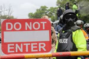 Police guarded Liberias Capitol building.  By Matthew Jacobs (AFP)