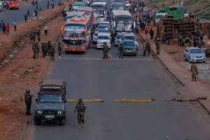 Police shut down key roads into the central business district.  By Kabir DHANJI (AFP)
