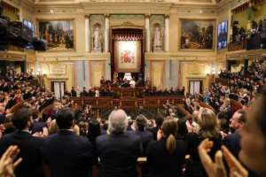 Popes rarely address parliaments, trying to avoid overt political interventions.  By Yara Nardi (POOL/AFP)