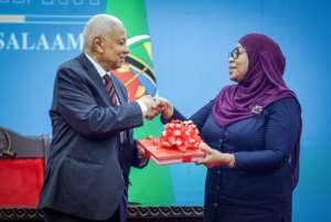 President Samia Suluhu Hassan (R) implied the violence was orchestrated by foreigners.  By Ericky Boniphace (AFP)