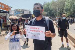 Protesters have called for the resignation of President Andry Rajoelina.  By RIJASOLO (AFP)