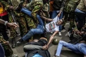 Protesters in the Kenyan capital were arrested outside the parliament building.  By Luis TATO (AFP)