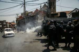 Protesters say they have been going without electricity for over 12 hours each day.  By RIJASOLO (AFP)