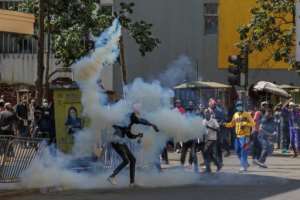 Protests and clashes erupted in Nairobi on June 25, 2024.  By Tony KARUMBA (AFP)
