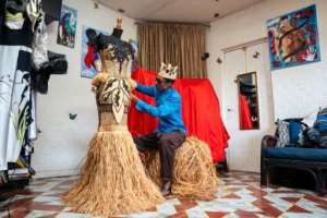 Raffia features at Gabonese traditional weddings and Indigenous bwiti spiritual ceremonies.  By Nao Mukadi (AFP)
