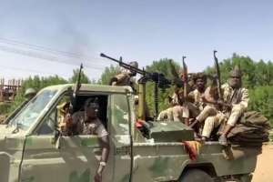 Rapid Support Forces fighters in the East Nile district of greater Khartoum, in this image taken from video released by the paramilitary group.  By - (Rapid Support Forces (RSF)/AFP/File)