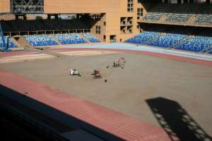 Refurbishment work is already well under way in Morocco ahead of the 2030 World Cup, like here at the stadium in Marrakesh.  By - (AFP)