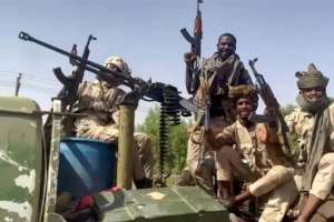 RSF fighters in the East Nile district of greater Khartoum, in an image grab taken from video footage released by the Sudanese paramilitary Rapid Support Forces.  By - (Rapid Support Forces (RSF)/AFP)