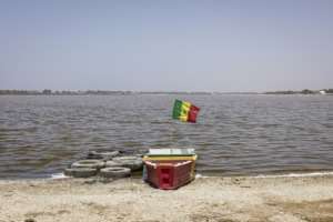 Salt plays a key role in imbuing the lakes with its signature tinge.  By PATRICK MEINHARDT (AFP)