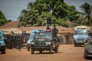 Security forces patrol near the residence of opposition leader Fernando Dias in Bissau.  By Patrick MEINHARDT (AFP)