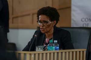 South African advocate Mahlape Sello leads evidence during the Commission of Inquiry into criminality, political interference and corruption in the criminal justice system.  By PHILL MAGAKOE (AFP)