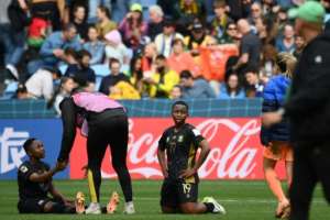 South Africas players react after their World Cup dream ended in a last-16 defeat to the Netherlands.  By FRANCK FIFE (AFP)