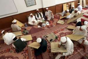 Students at the Asmariya zawiya come from all corners of the Islamic world to study the Sufi tradition, which has a long history in North Africa.  By Mahmud TURKIA (AFP)