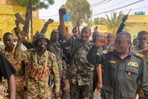 Sudanese army chief Abdel Fattah al-Burhan rallies troops in Khartoum as fighting rages with rival paramilitaries earlier this week.  By - (SUDANS ARMED FORCES FACEBOOK PAGE/AFP/File)