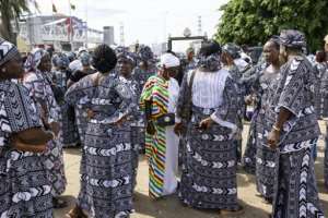 Supporters in favor of a yes vote gather for a rally in Conakry on September 18, 2025.  By PATRICK MEINHARDT (AFP)
